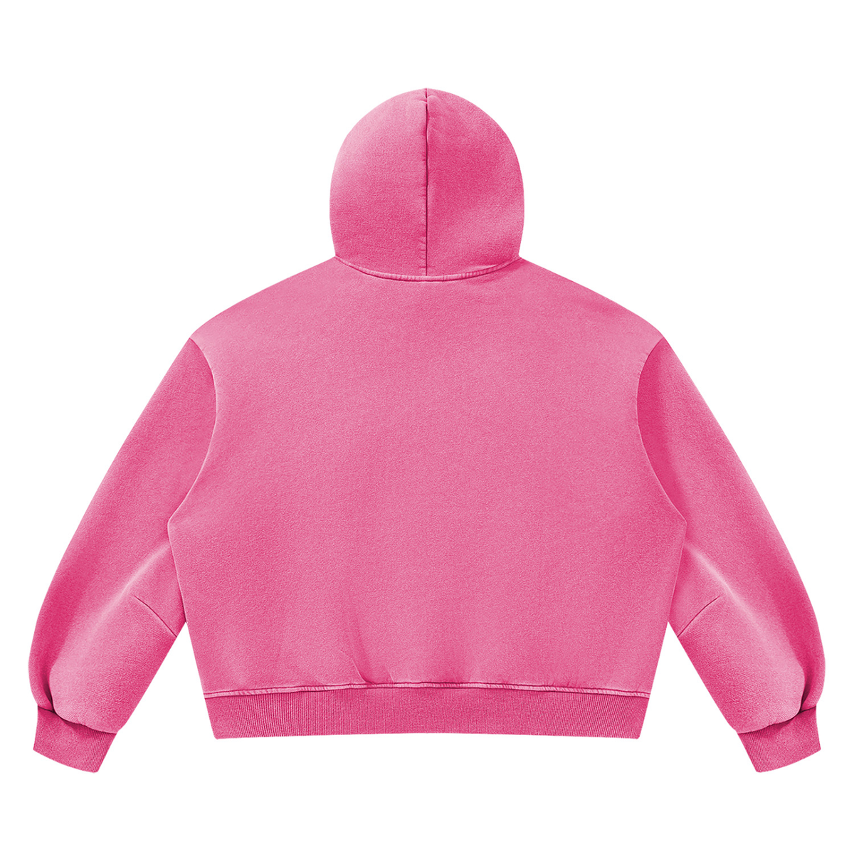 Unisex Vintage Wash Boxy Fleece Hoodie in rose red, alternate angle