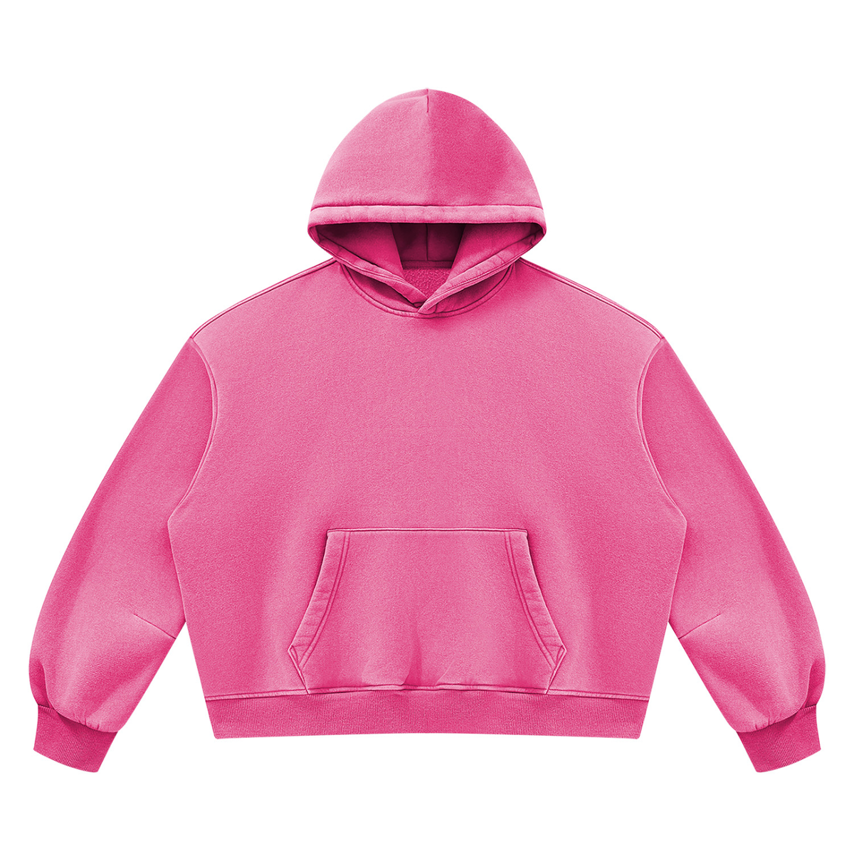 Unisex Vintage Wash Boxy Fleece Hoodie in rose red
