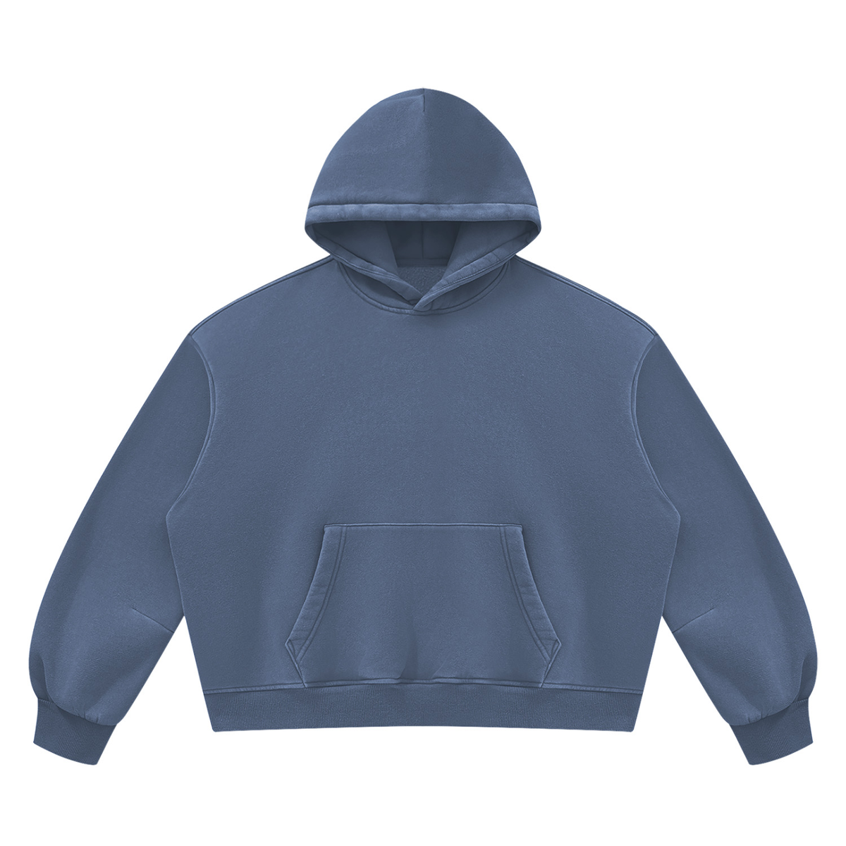 Unisex Vintage Wash Boxy Fleece Hoodie in washed blue