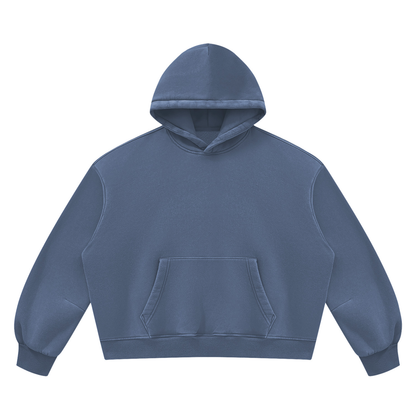 Unisex Vintage Wash Boxy Fleece Hoodie in washed blue