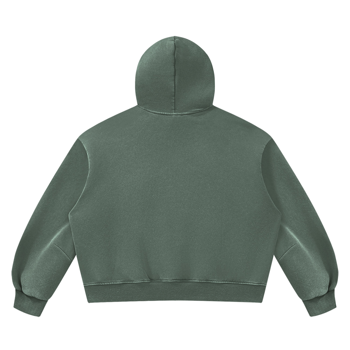 Unisex Vintage Wash Boxy Fleece Hoodie in washed green, alternate angle