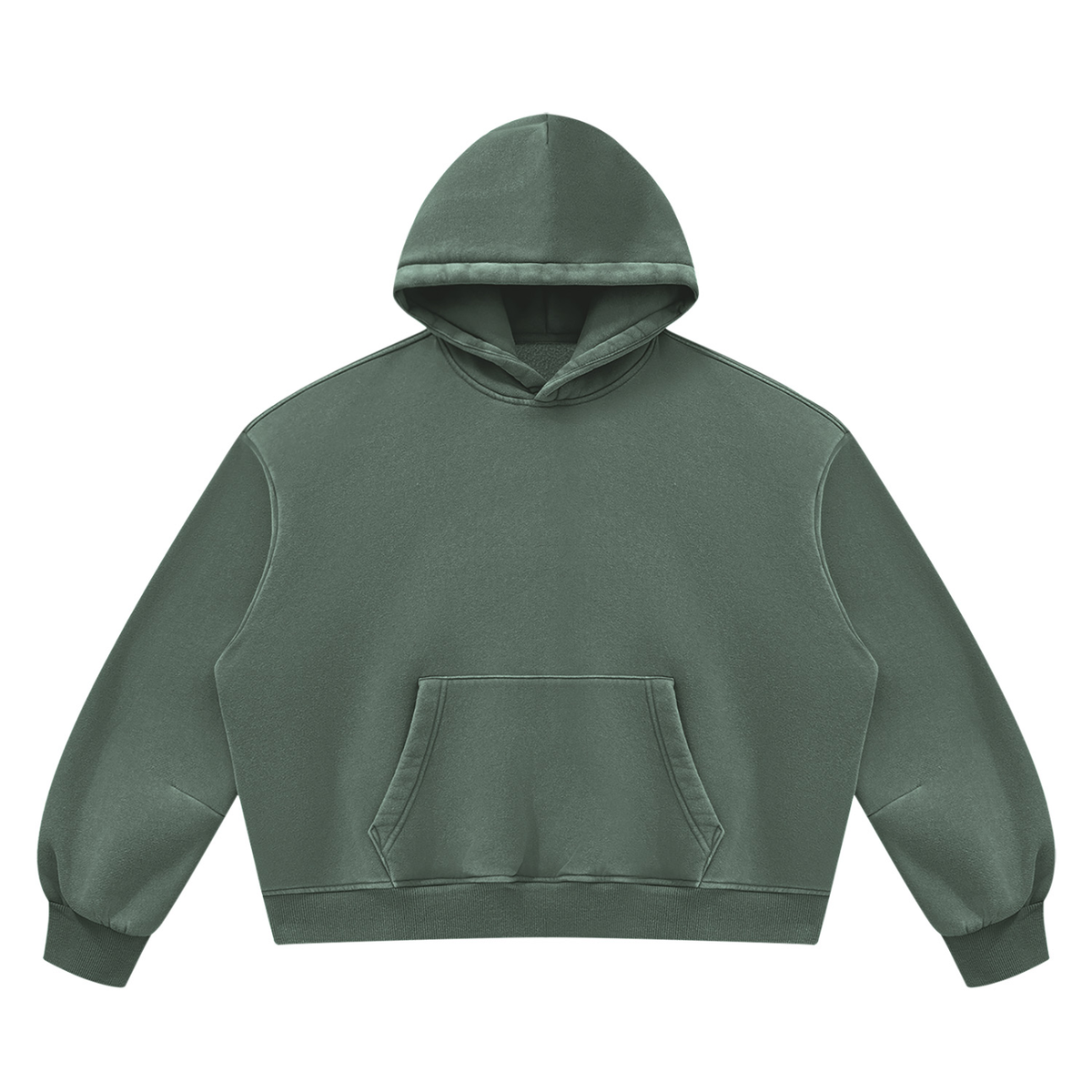 Unisex Vintage Wash Boxy Fleece Hoodie in washed green