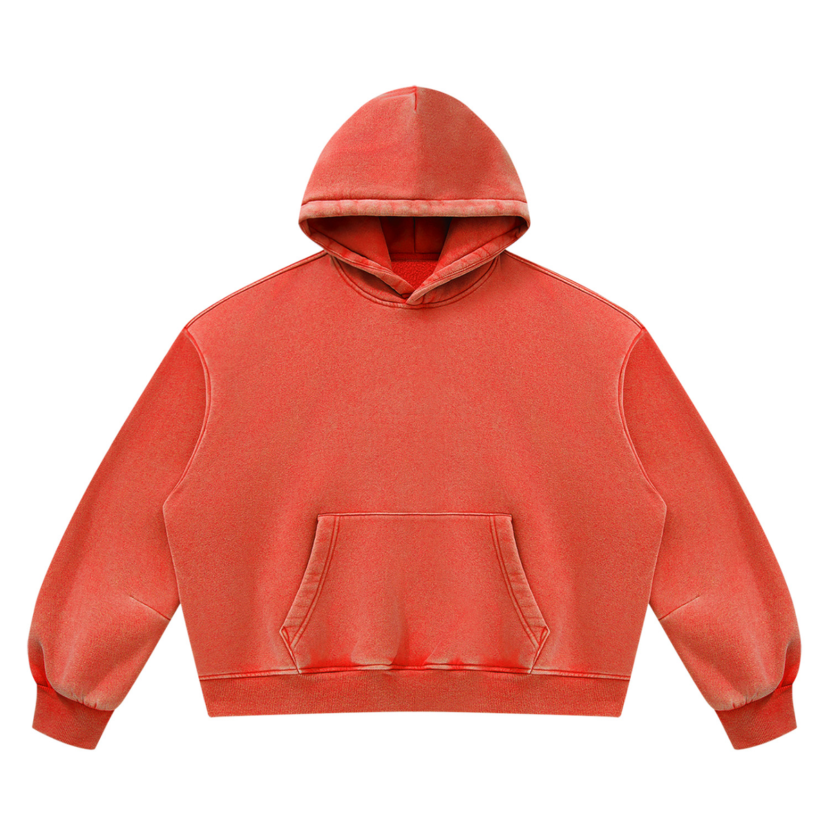 Unisex Vintage Wash Boxy Fleece Hoodie in washed red