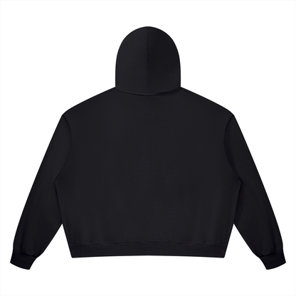 Unisex Vintage Wash Boxy Full Zip Hoodie in black, alternate angle