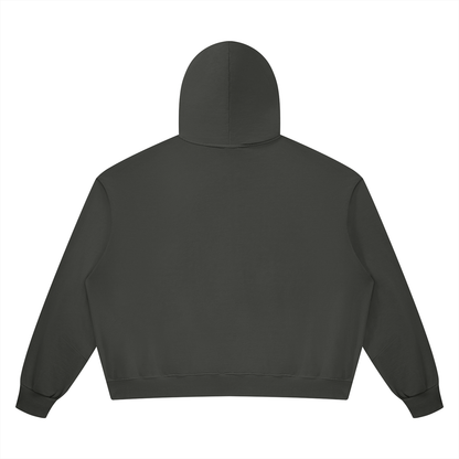 Unisex Vintage Wash Boxy Full Zip Hoodie in dark gray, alternate angle