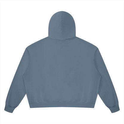 Unisex Vintage Wash Boxy Full Zip Hoodie in gray blue, alternate angle
