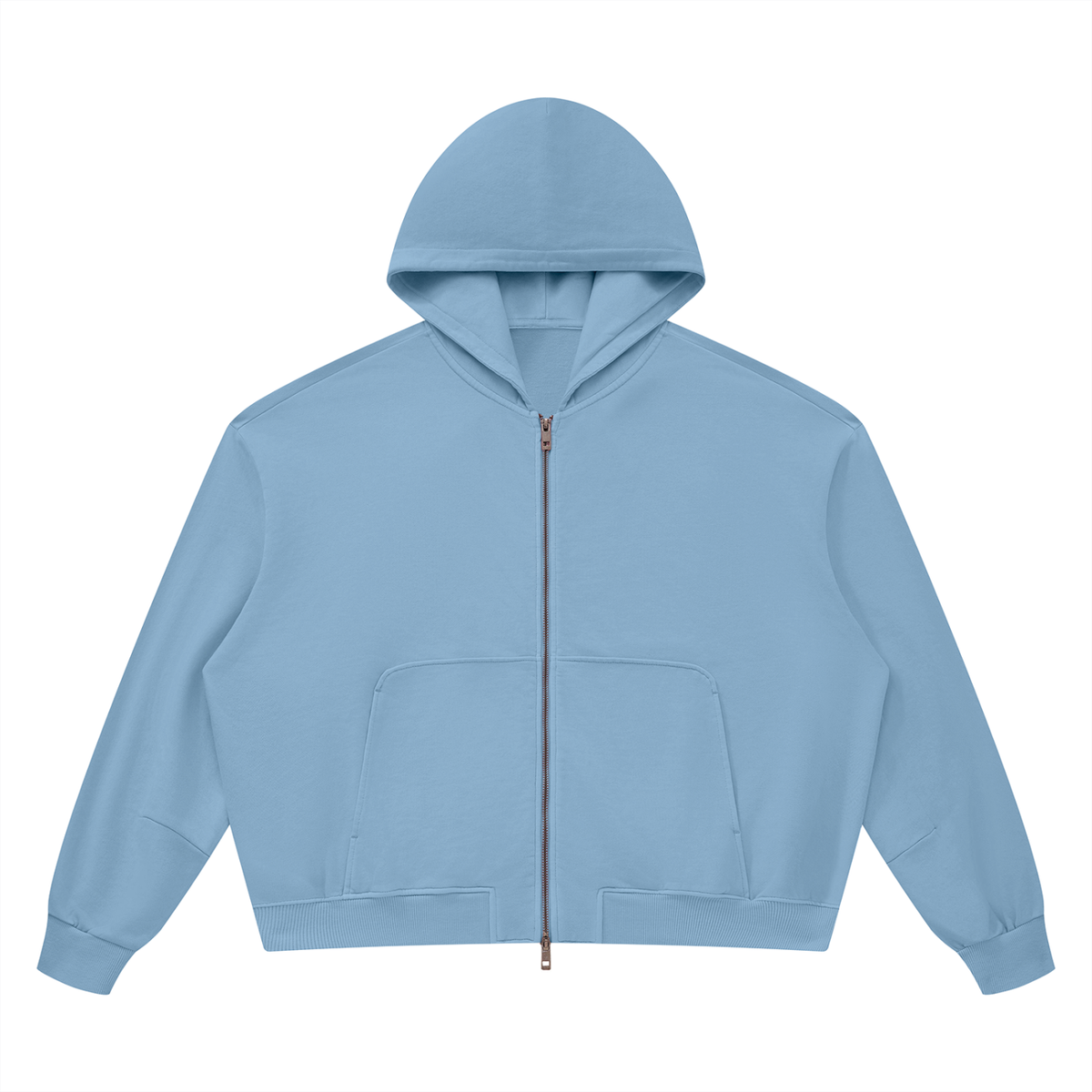 Unisex Vintage Wash Boxy Full Zip Hoodie in haze blue