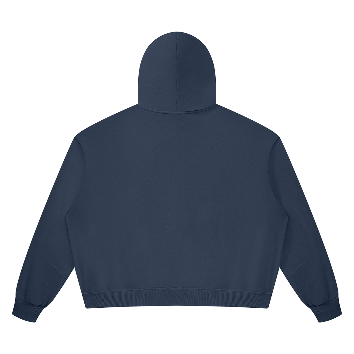 Unisex Vintage Wash Boxy Full Zip Hoodie in navy blue, alternate angle