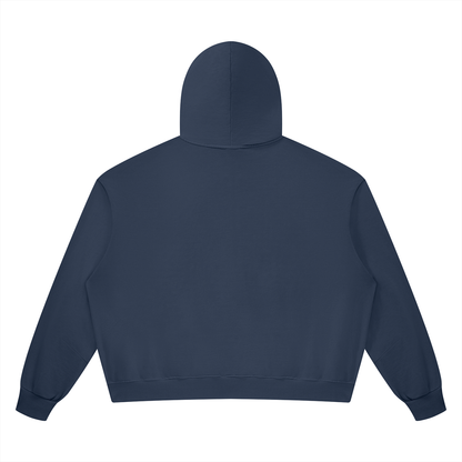 Unisex Vintage Wash Boxy Full Zip Hoodie in navy blue, alternate angle