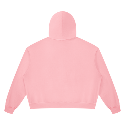 Unisex Vintage Wash Boxy Full Zip Hoodie in pink, alternate angle
