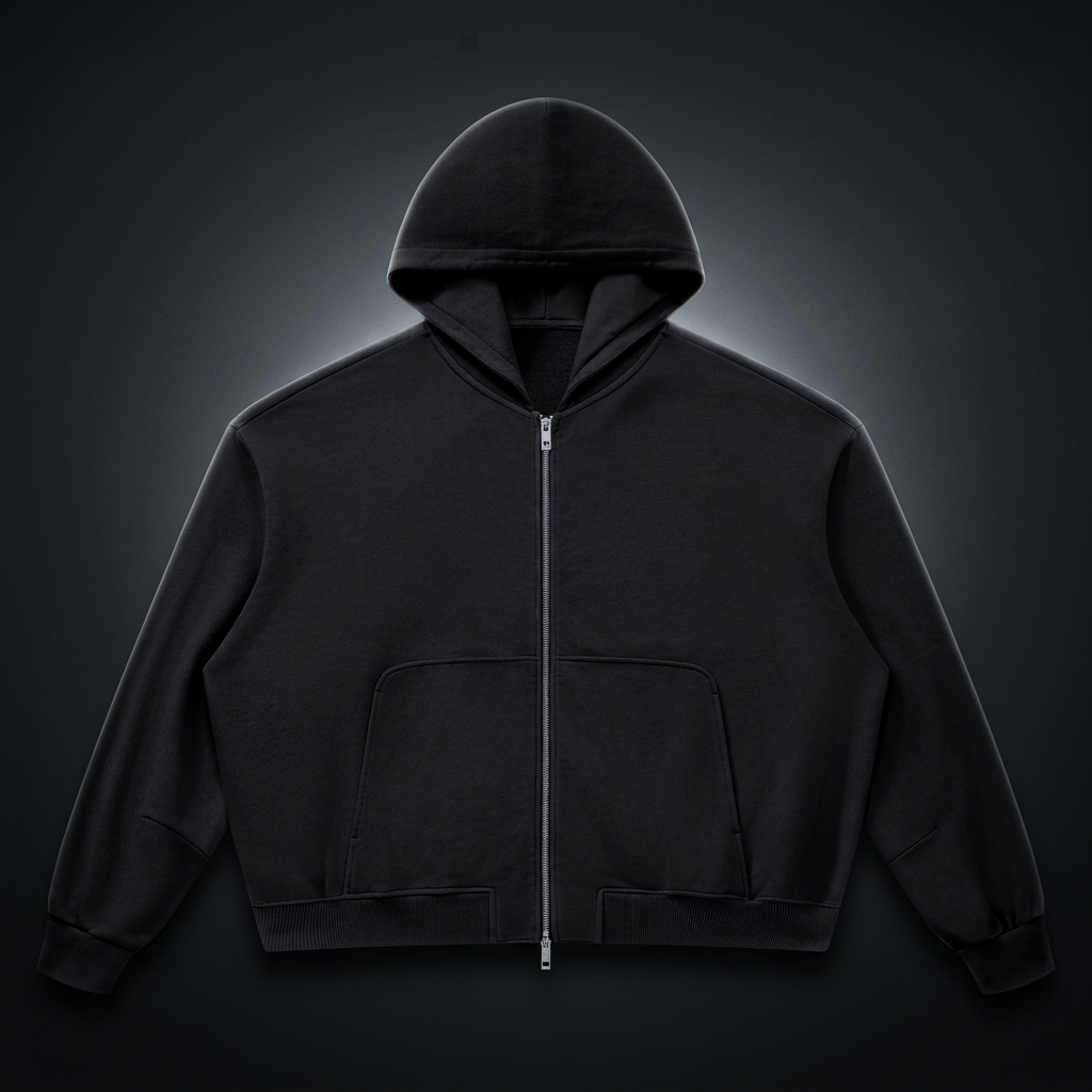Unisex Vintage Wash Boxy Full Zip Hoodie, view 1
