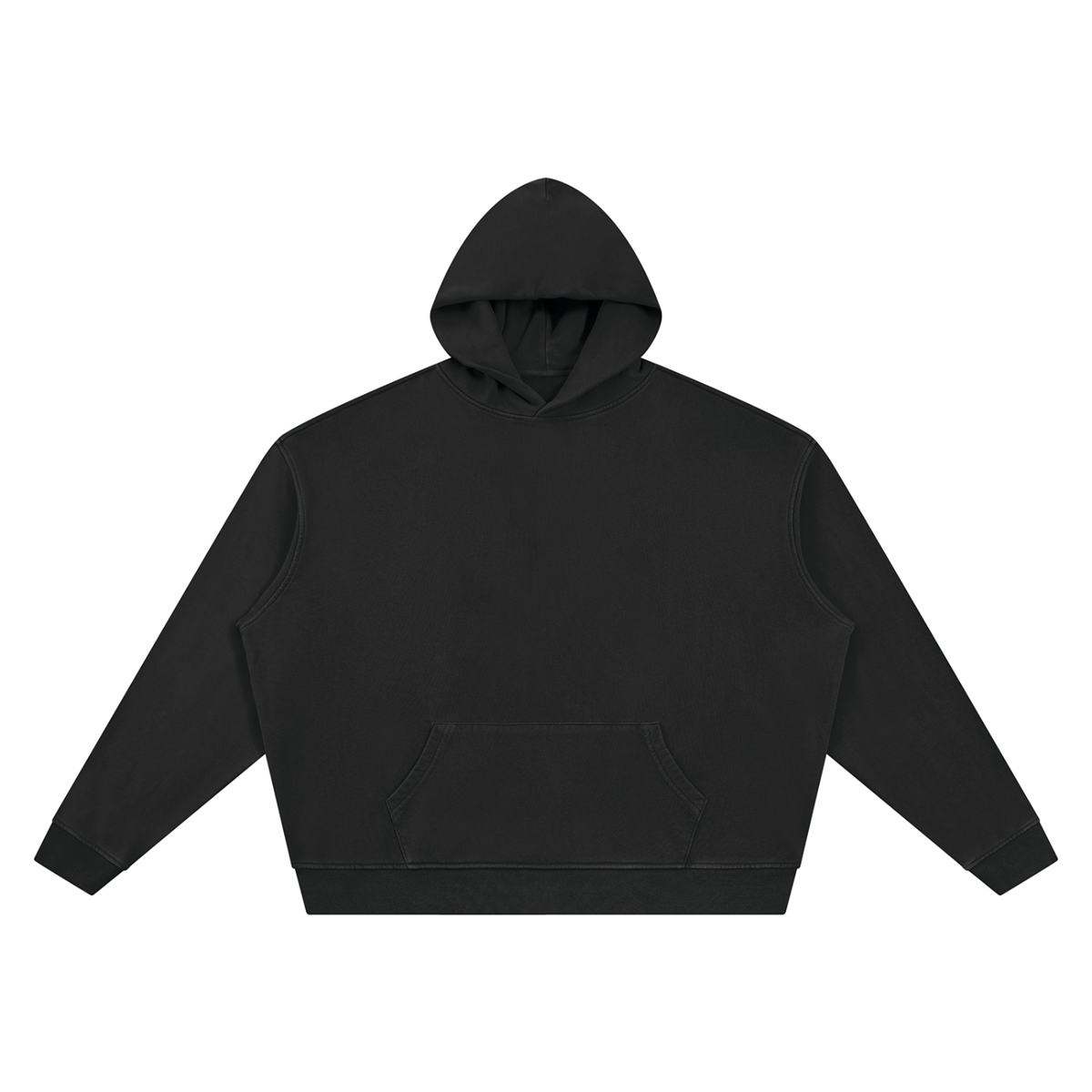 Unisex Vintage Wash Boxy Hoodie in black