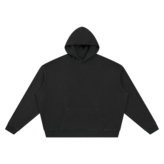 Unisex Vintage Wash Boxy Hoodie in black