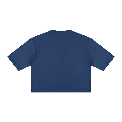 Unisex Vintage Wash Boxy T-Shirt in navy blue, alternate angle