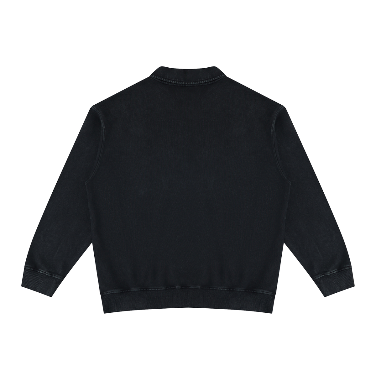 Unisex Vintage Wash Collared Sweatshirt in black, alternate angle
