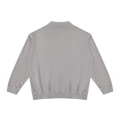 Unisex Vintage Wash Collared Sweatshirt in gray, alternate angle