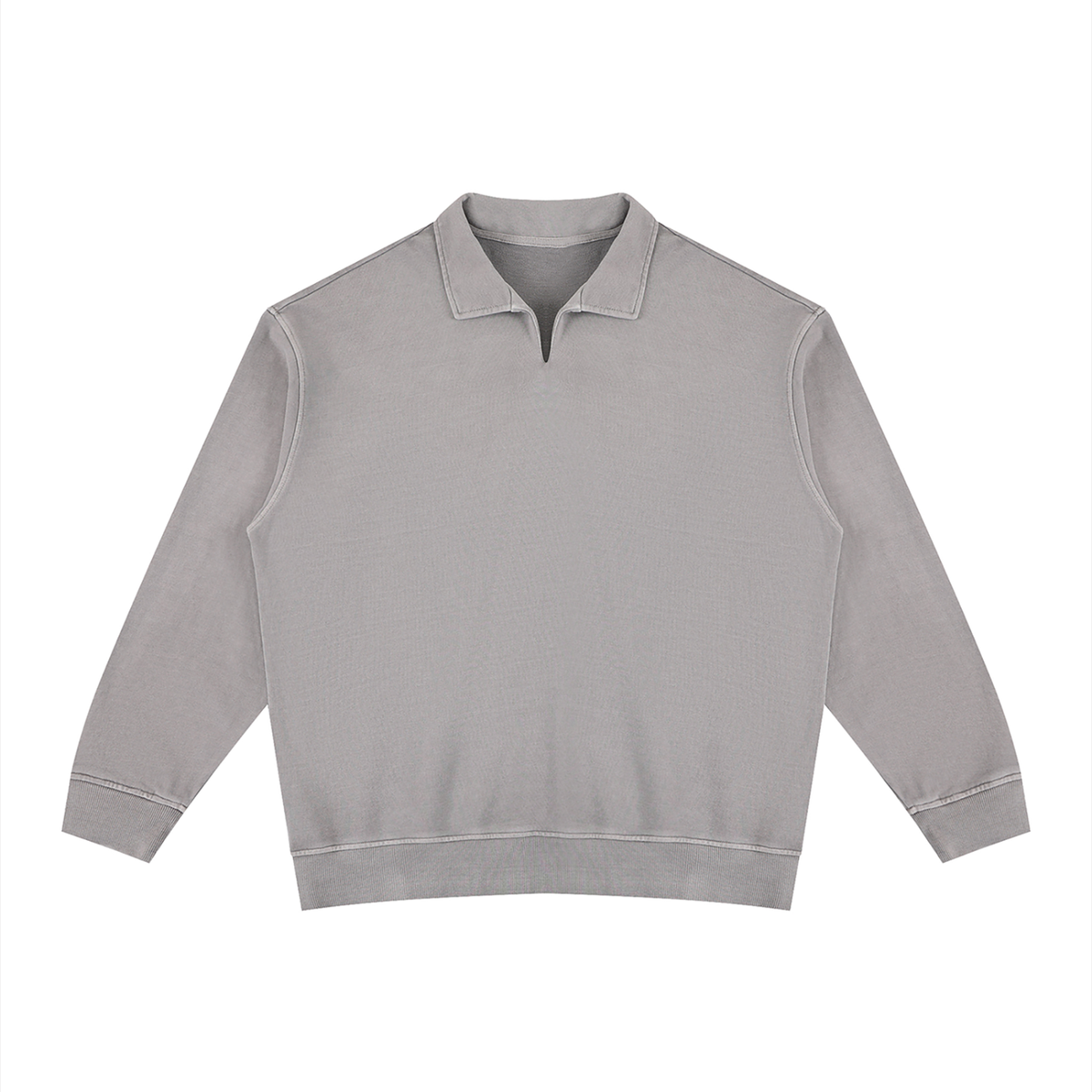 Unisex Vintage Wash Collared Sweatshirt in gray