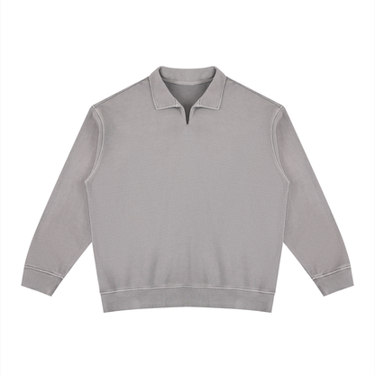 Unisex Vintage Wash Collared Sweatshirt in gray