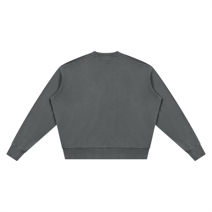 Unisex Vintage Wash Crewneck Sweatshirt in dark gray, alternate angle