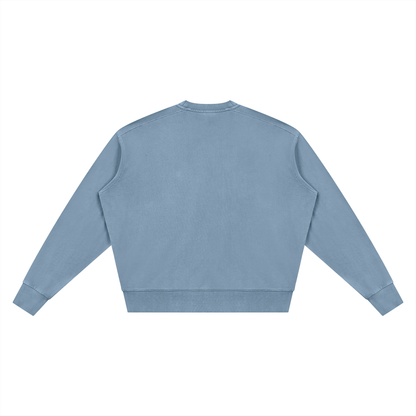 Unisex Vintage Wash Crewneck Sweatshirt in jeans blue, alternate angle
