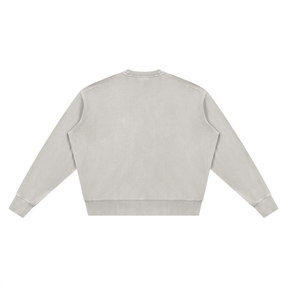 Unisex Vintage Wash Crewneck Sweatshirt in light gray, alternate angle