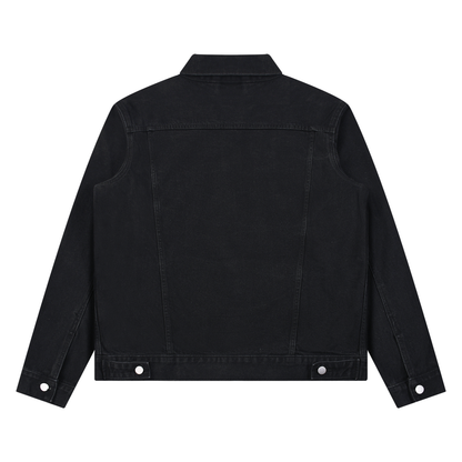 Unisex Vintage Wash Denim Jacket in black, alternate angle