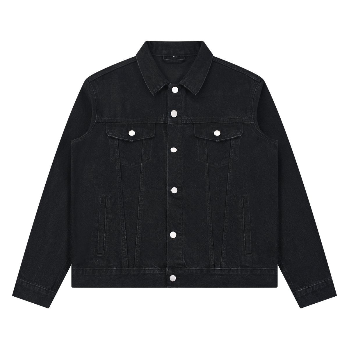 Unisex Vintage Wash Denim Jacket in black