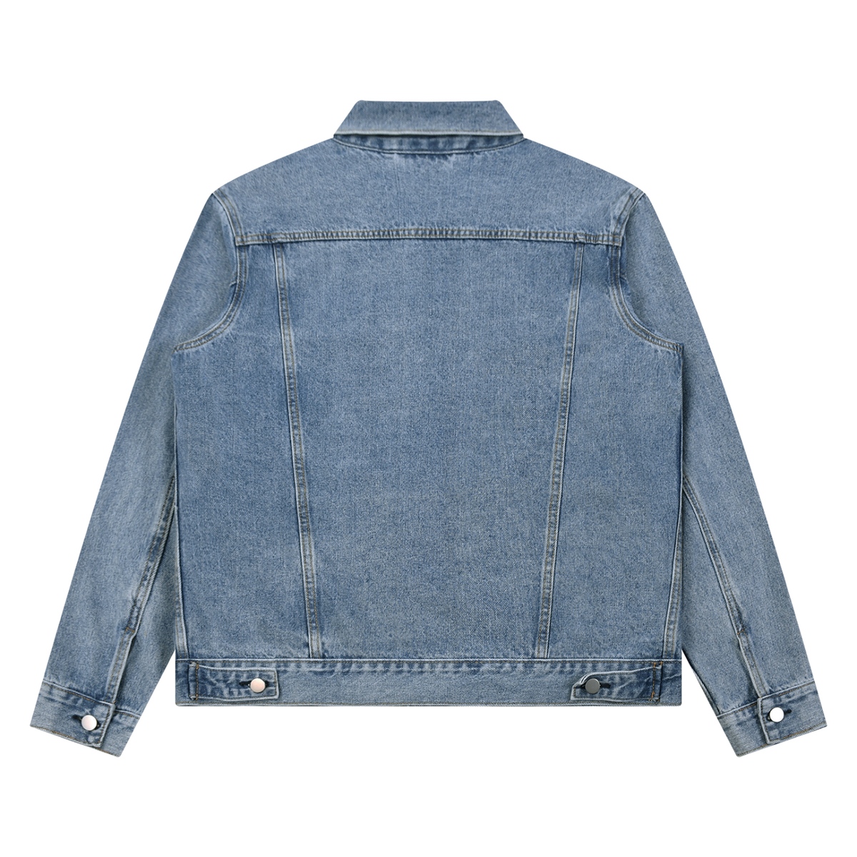 Unisex Vintage Wash Denim Jacket in blue, alternate angle