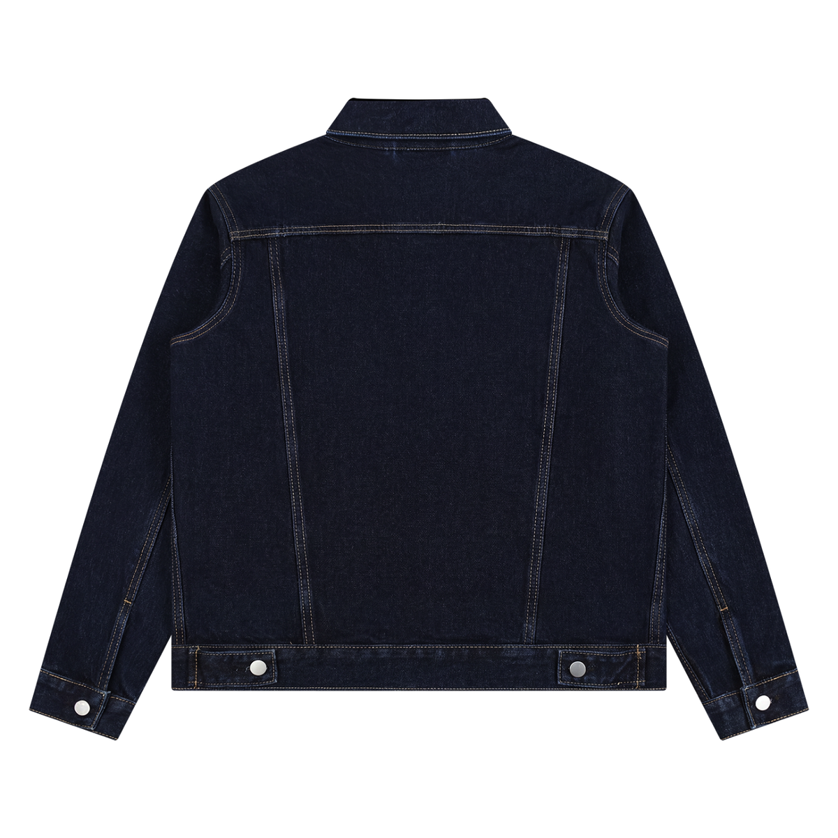 Unisex Vintage Wash Denim Jacket in navy blue, alternate angle