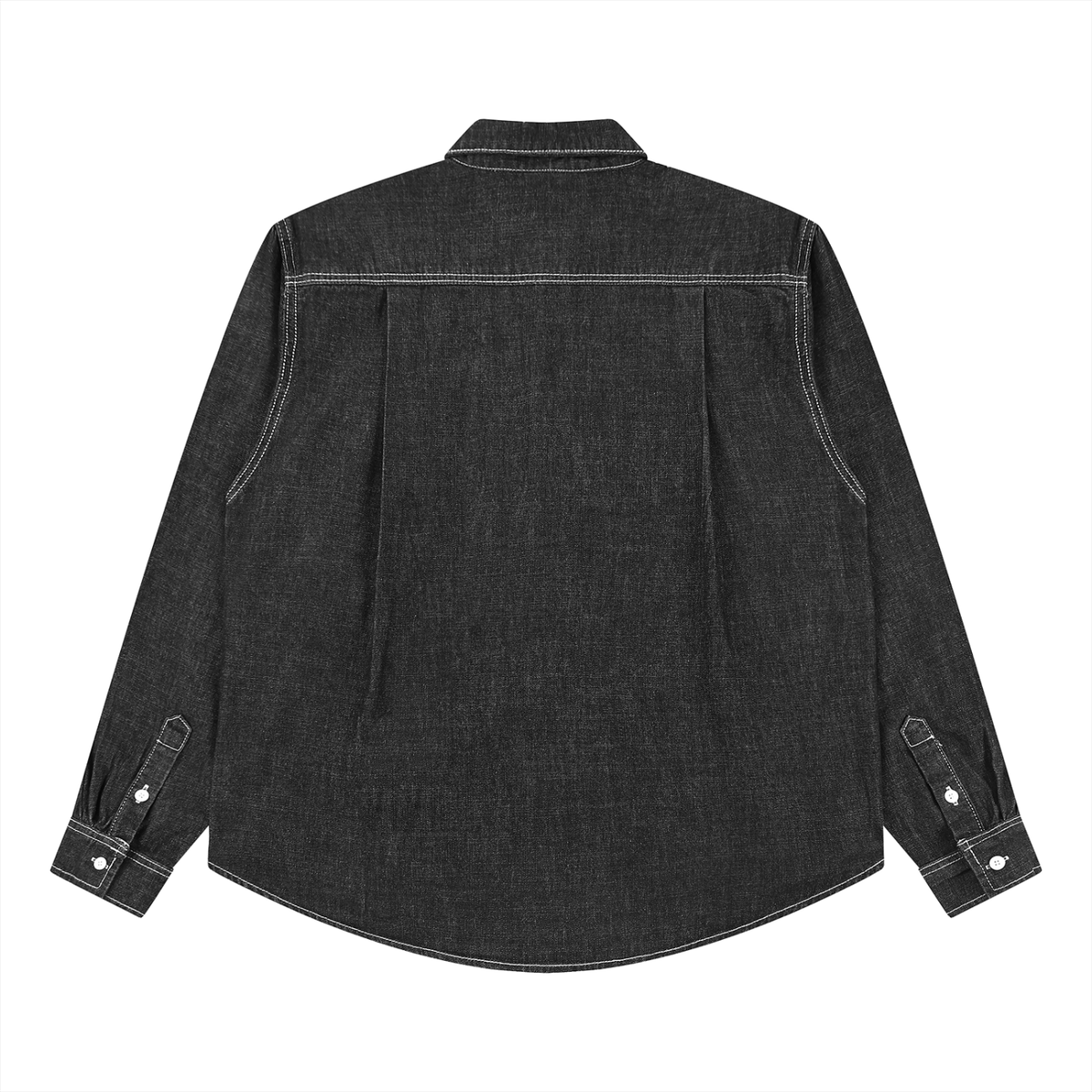 Unisex Vintage Wash Denim Shirt in black, alternate angle