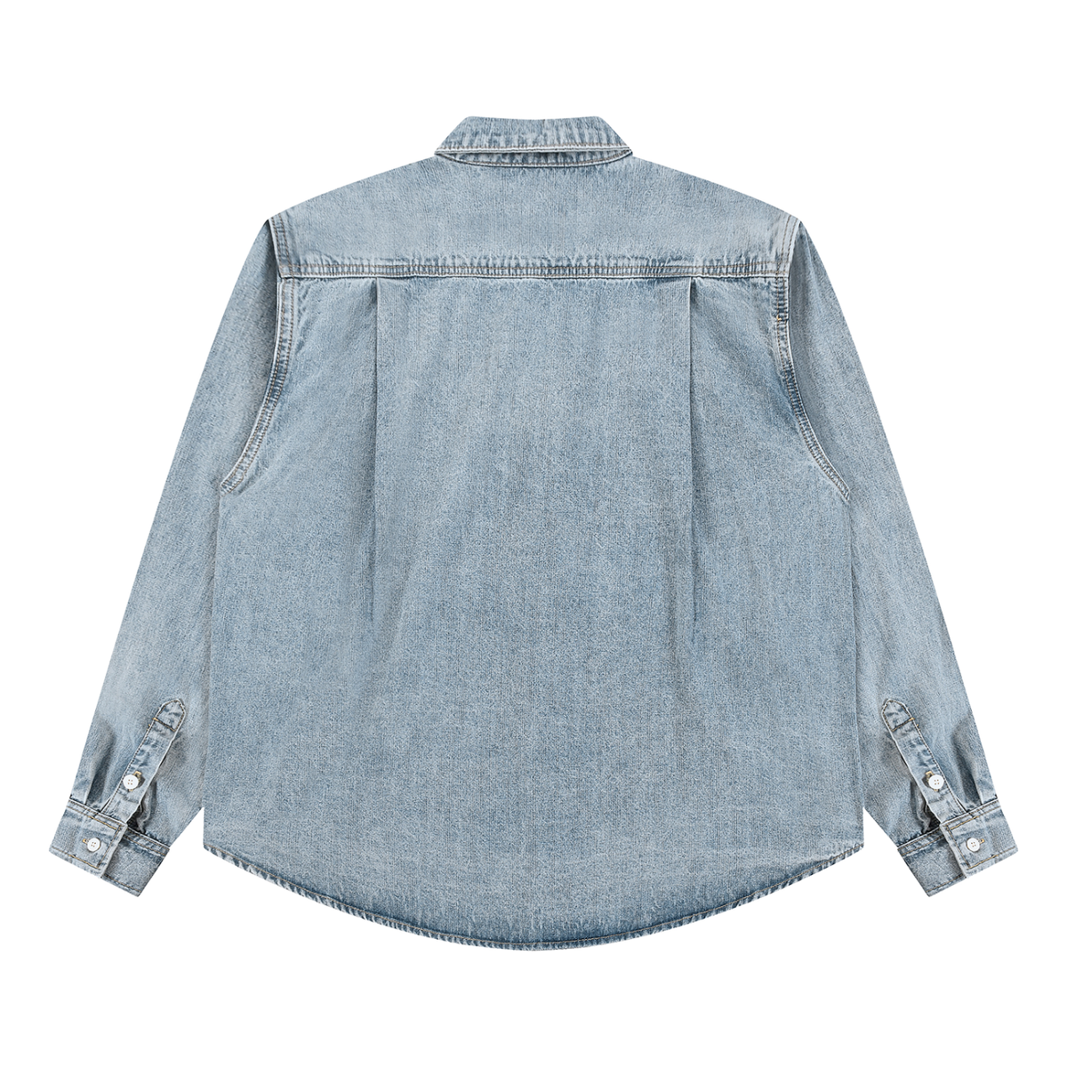 Unisex Vintage Wash Denim Shirt in blue, alternate angle