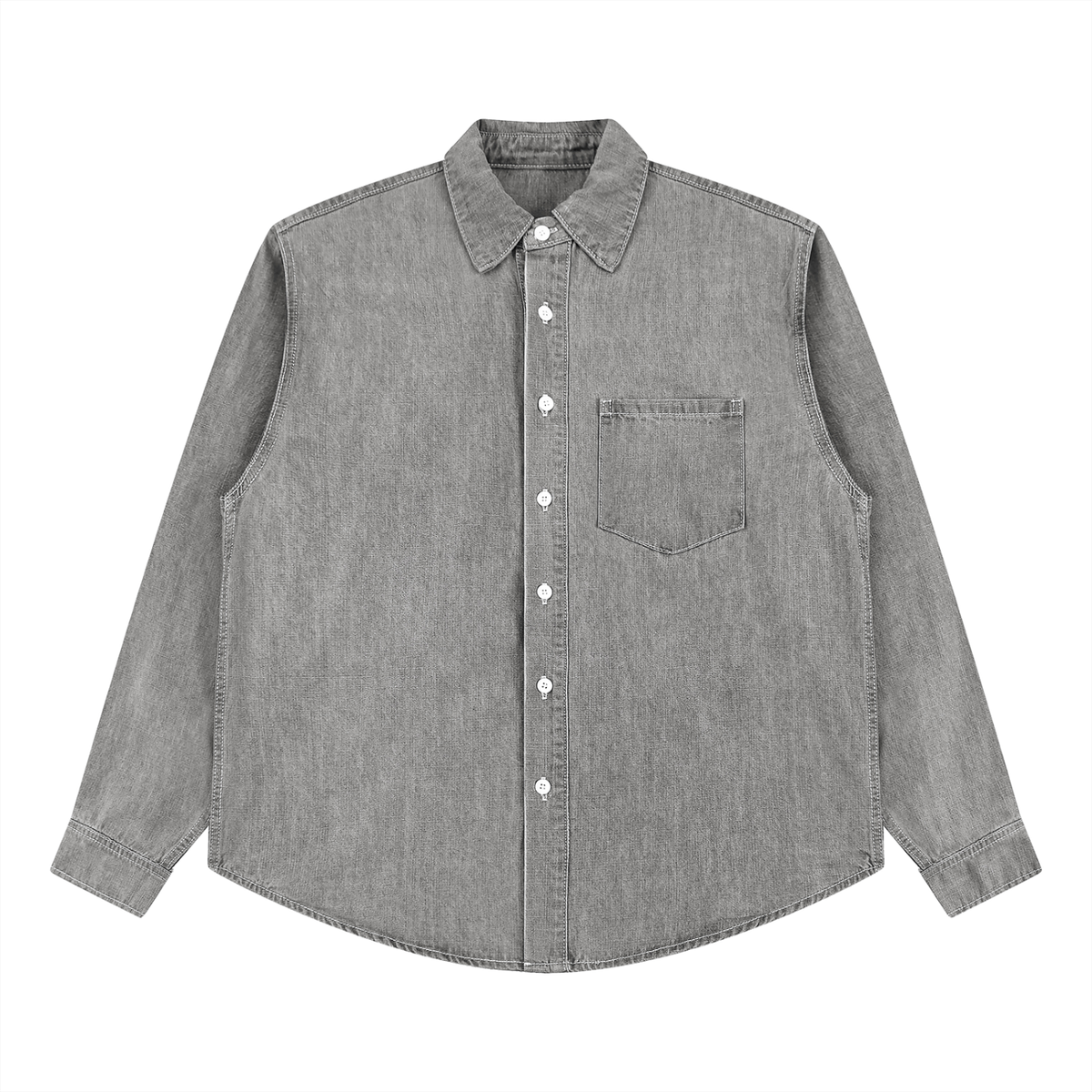 Unisex Vintage Wash Denim Shirt in light gray