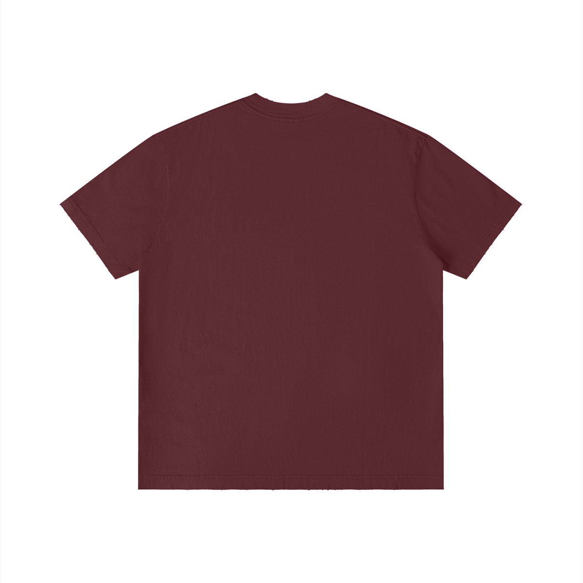 Unisex Vintage Wash Distressed T-Shirt in dull red, alternate angle