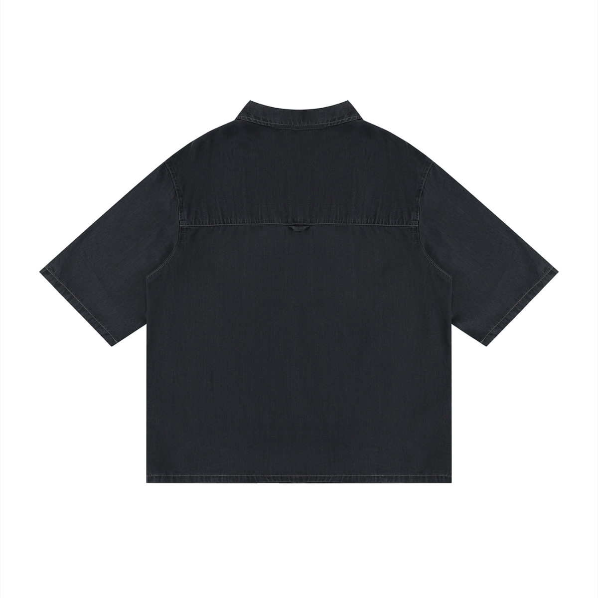 Unisex Vintage Wash Drop Shoulder Lyocell Shirt in black, alternate angle