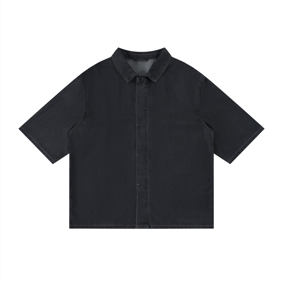 Unisex Vintage Wash Drop Shoulder Lyocell Shirt in black