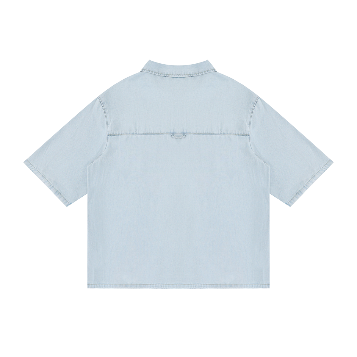 Unisex Vintage Wash Drop Shoulder Lyocell Shirt in light blue, alternate angle
