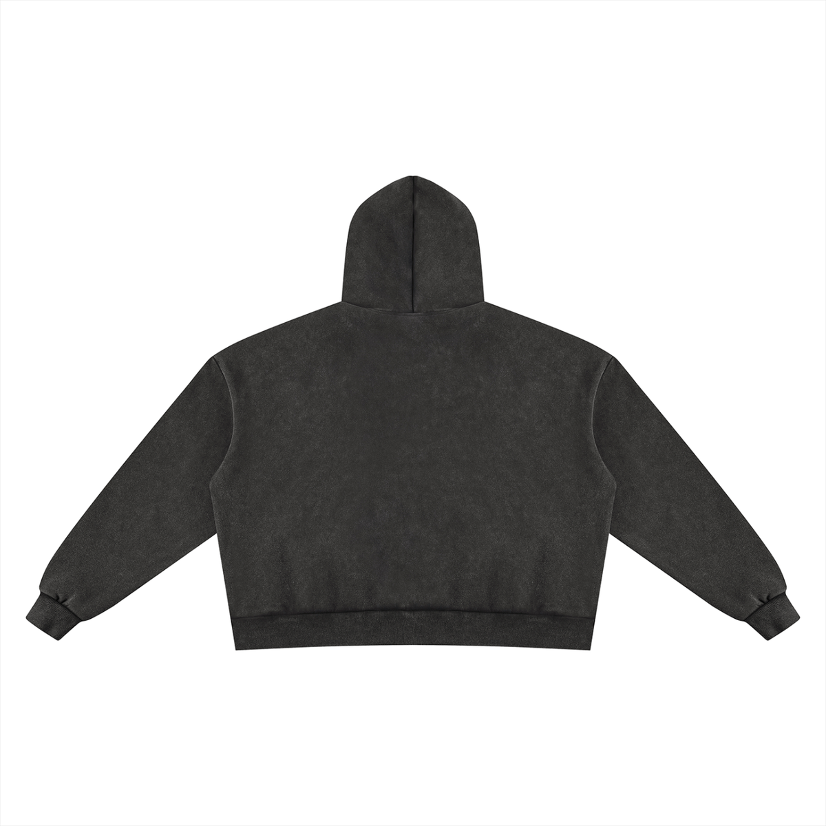 Unisex Vintage Wash Fleece Boxy Full Zip Hoodie in black, alternate angle