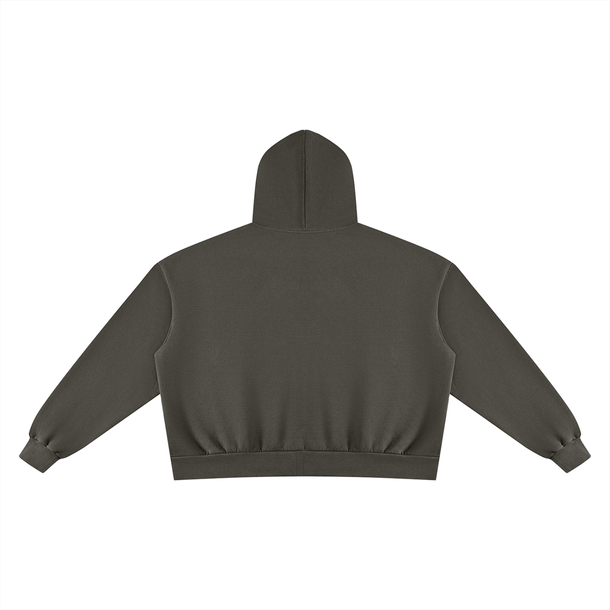 Unisex Vintage Wash Fleece Boxy Full Zip Hoodie in dark gray, alternate angle