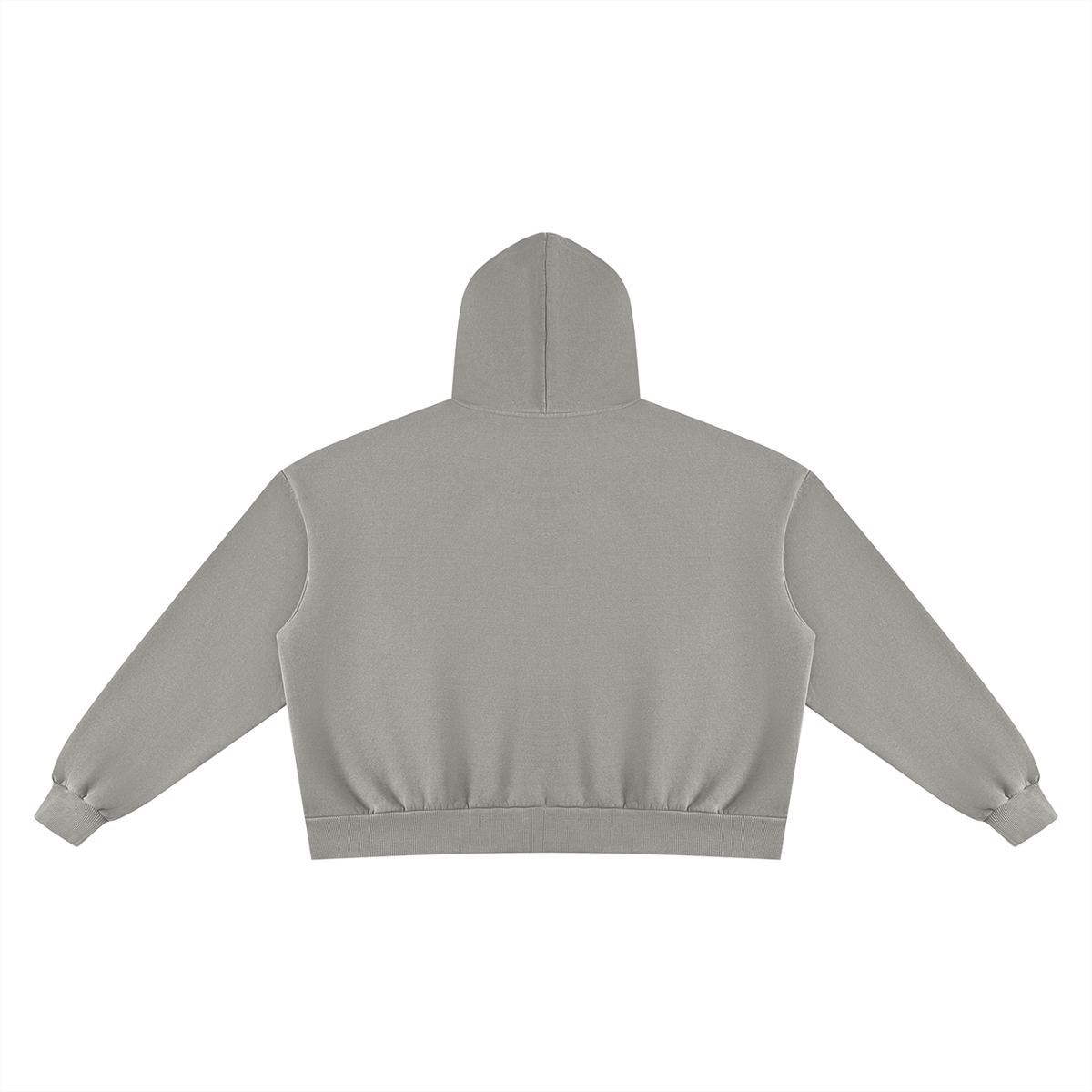Unisex Vintage Wash Fleece Boxy Full Zip Hoodie in medium gray, alternate angle
