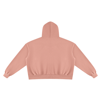 Unisex Vintage Wash Fleece Boxy Full Zip Hoodie in pink, alternate angle