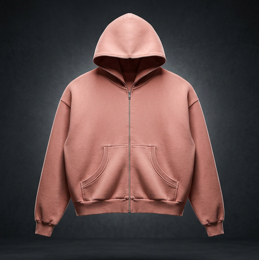 Unisex Vintage Wash Fleece Boxy Full Zip Hoodie, view 1