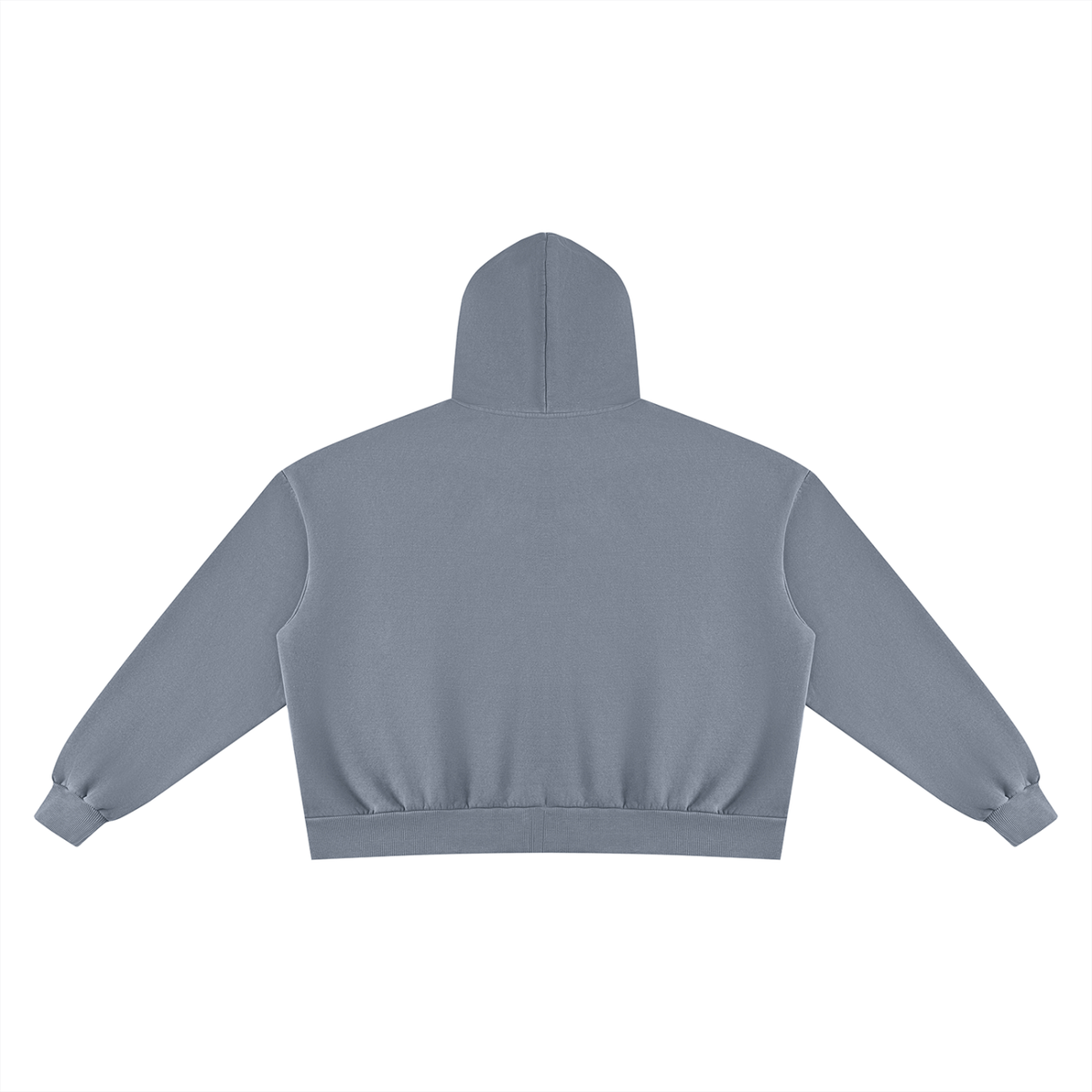 Unisex Vintage Wash Fleece Boxy Full Zip Hoodie in washed blue, alternate angle