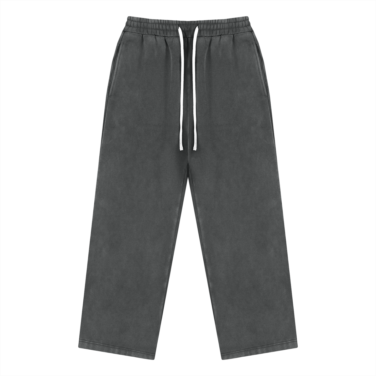 Unisex Vintage Wash Fleece Drawstring Sweatpants in black