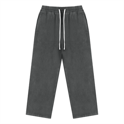 Unisex Vintage Wash Fleece Drawstring Sweatpants in black