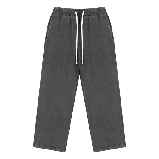 Unisex Vintage Wash Fleece Drawstring Sweatpants in black