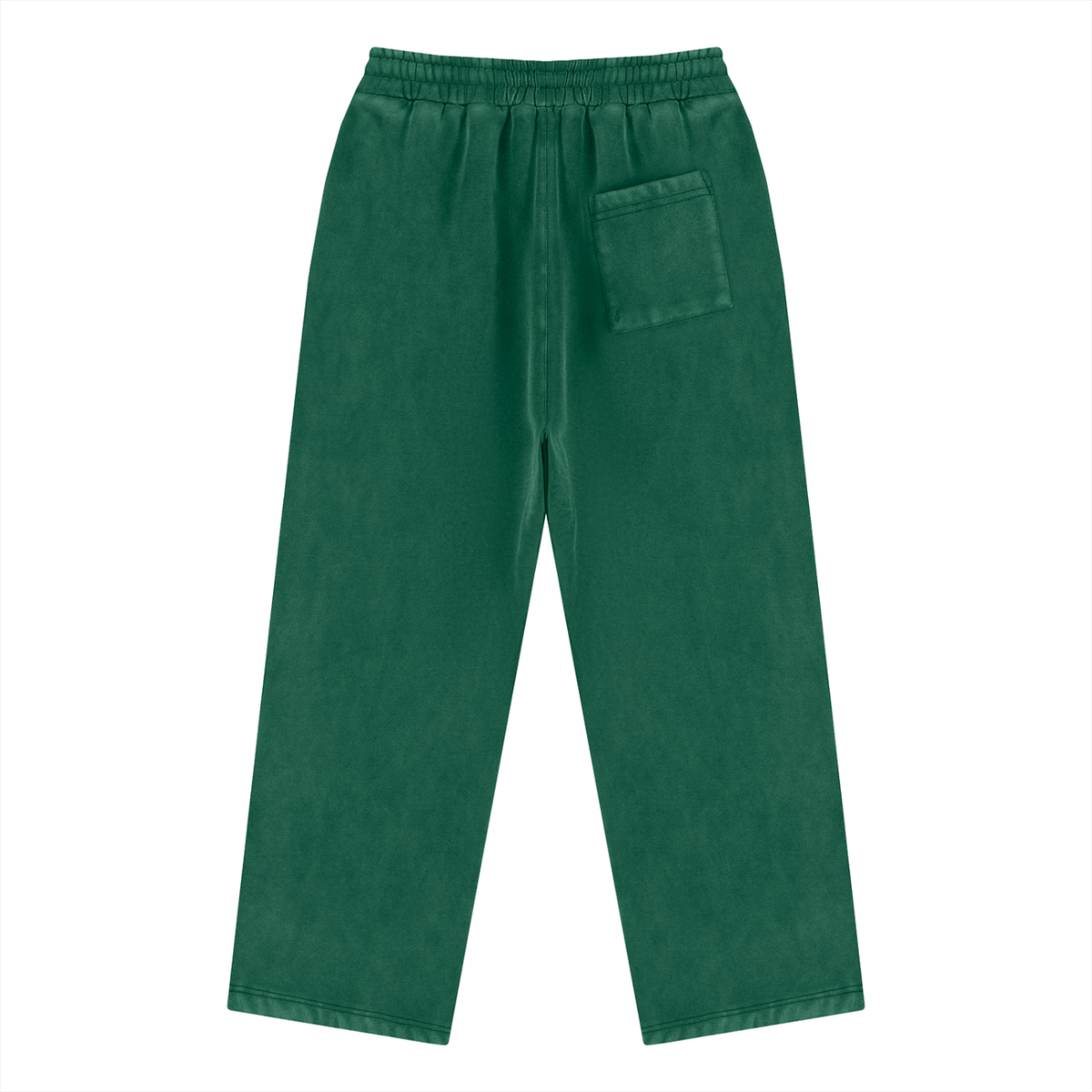 Unisex Vintage Wash Fleece Drawstring Sweatpants in dark green, alternate angle