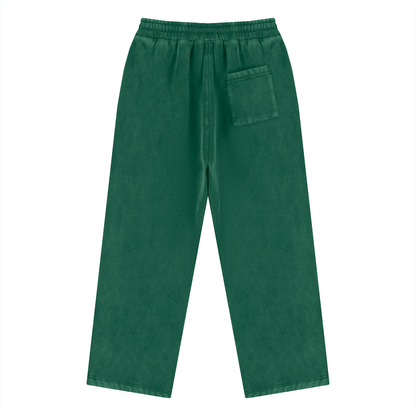 Unisex Vintage Wash Fleece Drawstring Sweatpants in dark green, alternate angle