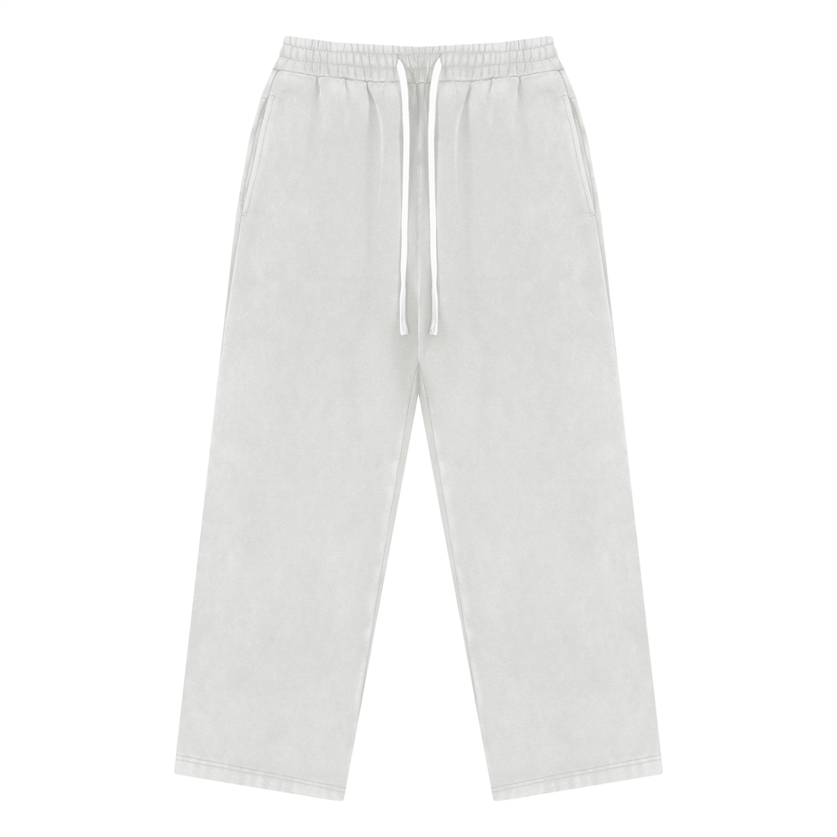 Unisex Vintage Wash Fleece Drawstring Sweatpants in light gray