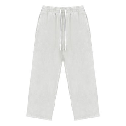 Unisex Vintage Wash Fleece Drawstring Sweatpants in light gray