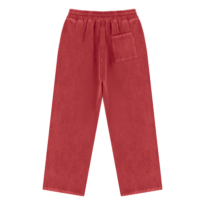 Unisex Vintage Wash Fleece Drawstring Sweatpants in red, alternate angle